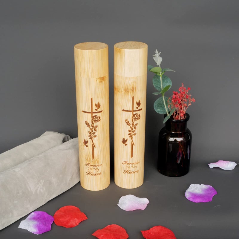AODIYA Set of 4 Small Bamboo Scattering Urn Tube for Human Ashes, ECO Friendly Bamboo Spreading Cremation Tube Urn for Human Pet Ashes(Pigeon Rose) - Image 4
